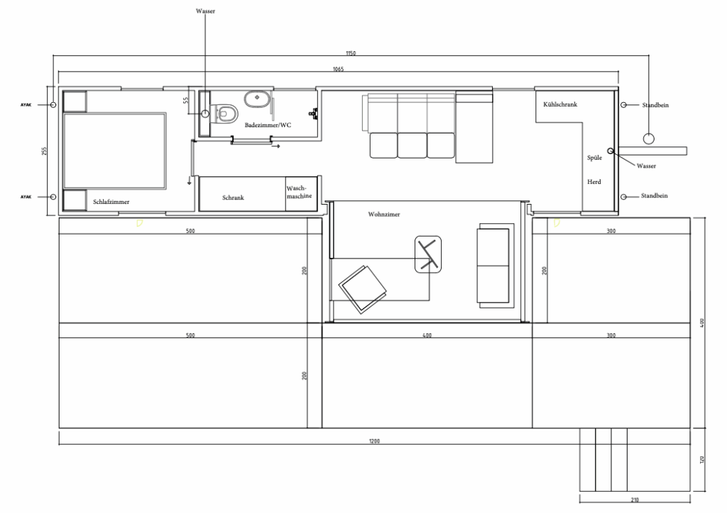 Tiny House Grundriss Mobilheim mit Slide Out
